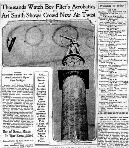 Fig. 4. “Thousands Watch Boy Flier’s Acrobatics,” San Francisco Examiner, April 24, 1915, 7.