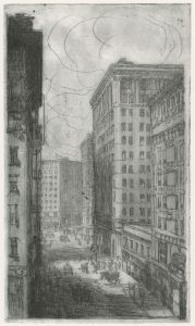 Fig. 10. John W. Winkler, Post Street, 1914. Etching, 8.75 x 5.125 in. © The John W. Winkler Estate. Private collection. 