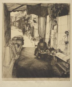 Fig. 2. John W. Winkler, The Delicatessen Maker (new), c. 1917. Etching, 9.25 x 8.11 in. © Fine Arts Museums of San Francisco and the John W. Winkler Estate. Achenbach Foundation for Graphic Arts, Fine Arts Museums of San Francisco. 