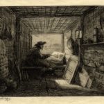 Fig. 4. Charles-François Daubigny, Le Bateau Atelier, 1861 (re-published in Hamerton, Etching and Etchers, 1868). Etching and drypoint, 5 x 7 in. British Museum, bequest of Campbell Dodgson. 
