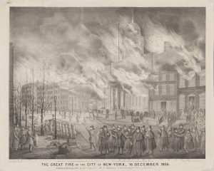 Fig. 5. H. R. Robinson (publisher; Alfred M. Hoffy, artist), The Great Fire of the City of New-York, 16 December 1835, 1836. 17.8125 x 22.4375 in. From the collection of the Museum of the City of New York.