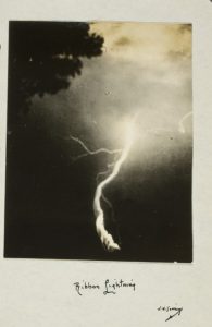 Fig. 5 William N. Jennings, Ribbon Lightning, August 1887. Silver gelatin print, image: 3 9/16 x 2 3/4 in.; mount: 6 x 3 1/2 in. George Eastman House, Rochester, New York.