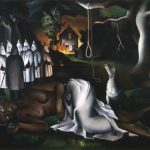 Painting showing a Klu Klux Klan group preparing for a lynching