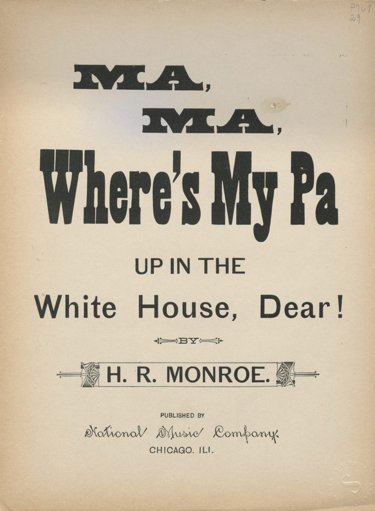 Cover page of a story with the text "Ma, Ma, Where's my pa?"