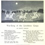 Illustration of abstract figures riding horses