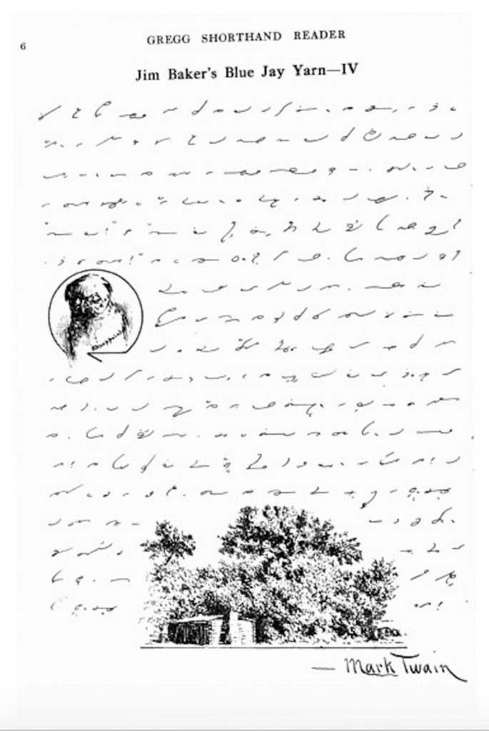 A page of shorthand writing of Mark Twain's work