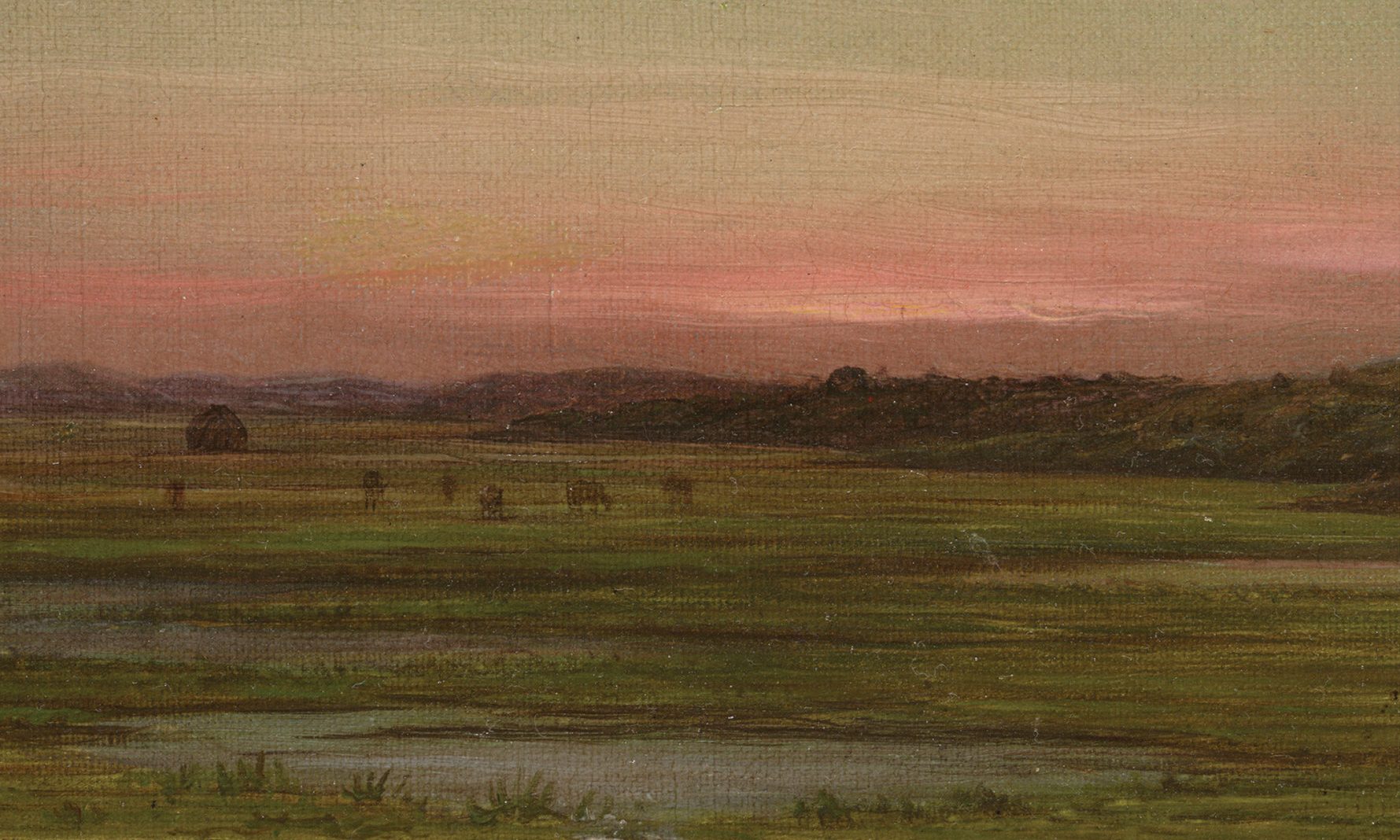 Book cover for "The end of landscape" featuring a landscape painting of a field and trees