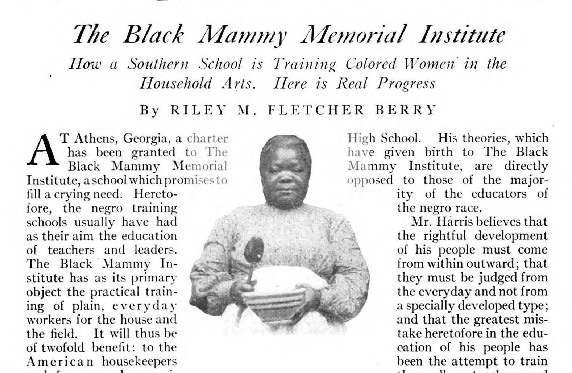 Magazine pages from Good Housekeeping titled "The Black Mammy Memorial Institute"