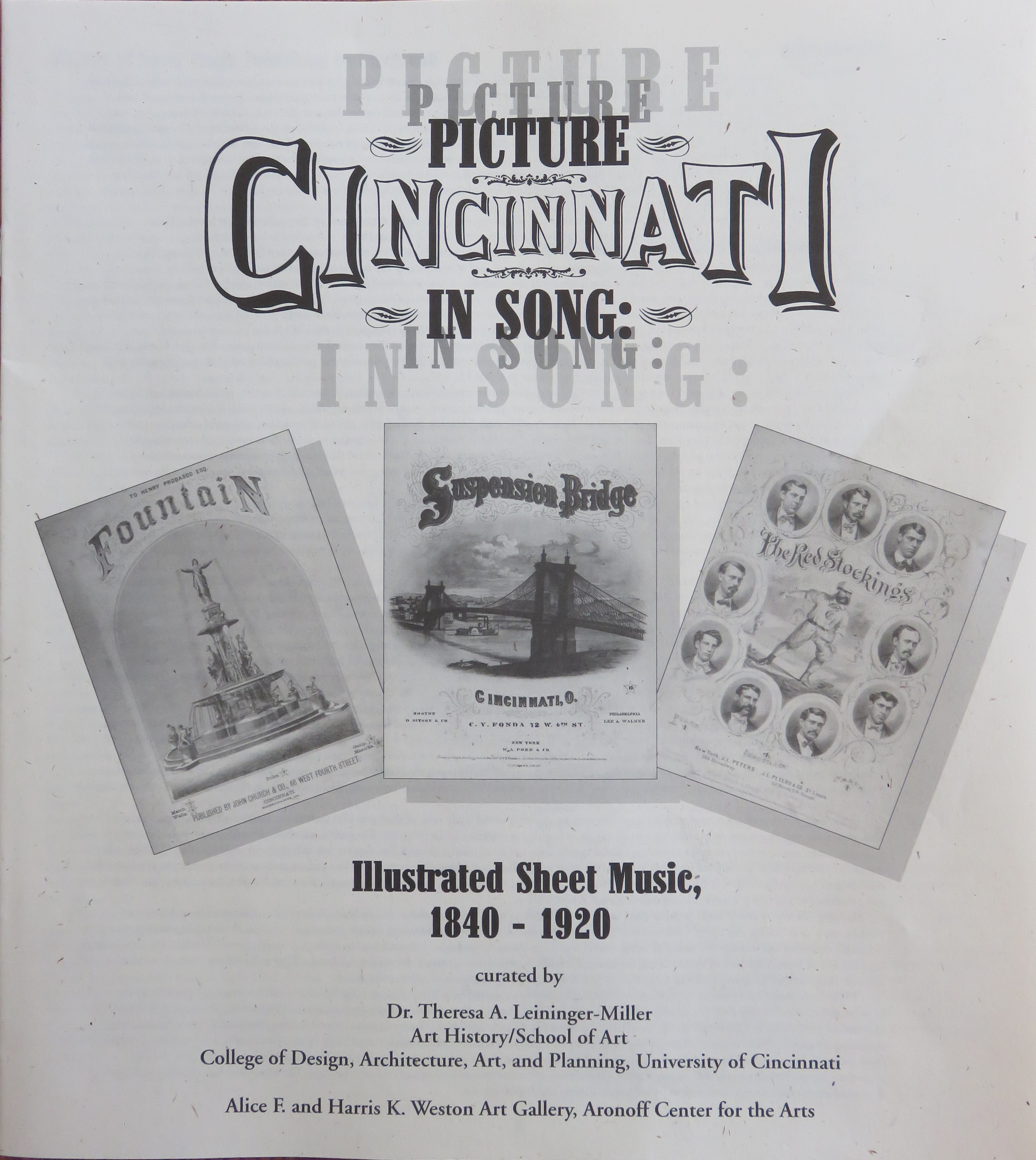 Advertisement for sheet music showing 3 books for sheet music from 1840-1920