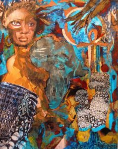 Expressionistic painting of African and African American symbols