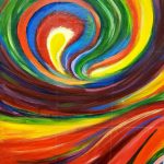 Abstract painting of a swirl of colors