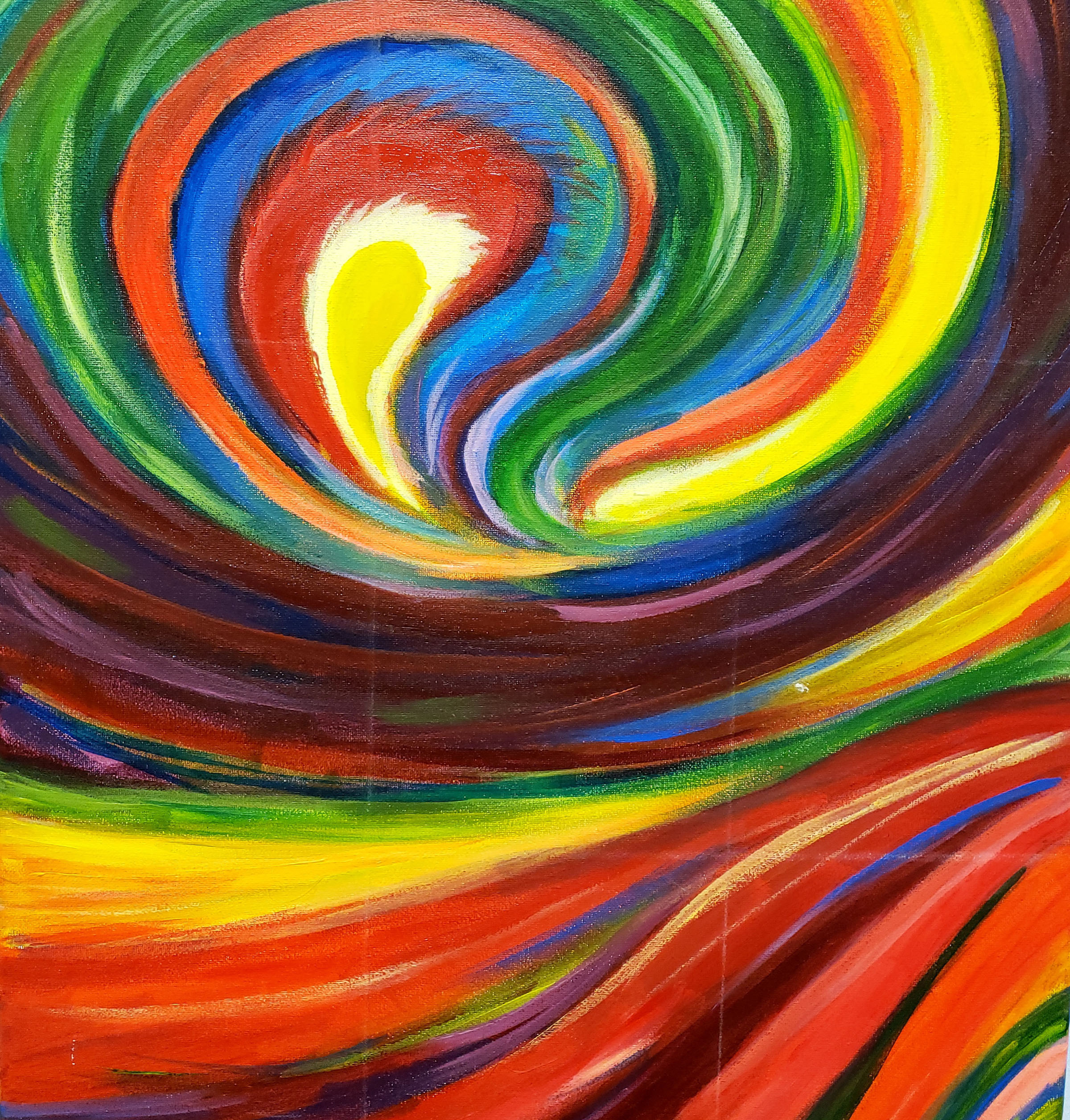 Abstract painting of a swirl of colors