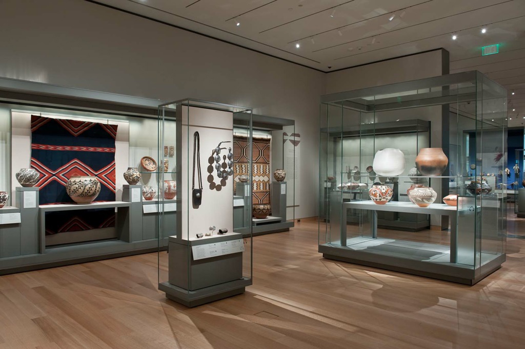 Interior of museum gallery of Native American art